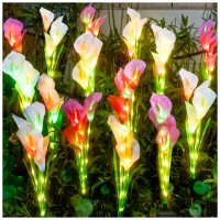 Dooyard Solar Garden Lights Solar Calla Lily Flower Lights Upgraded Version With Glowing Stems Color Changing Solar Lights Ou