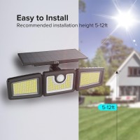 Jjx Solar Outdoor Lights 2800Lm 312 Led Security Lights With Motion Sensor, 3 Heads Security Lights Solar Powered, Ip65 Waterproof, 2200Mah Flood Wall Lights For Yard Garage Entryways (2 Pack)