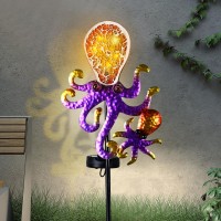 Yiosaxsolar Outdoor Lights Decorativeyard Outdoor Decorative Garden Stakes Octopus Decorative Waterproof 7 Led Light Decor O