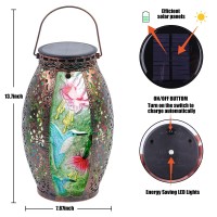 Solar Lanterns Outdoor Hanging Light Solar Powered Hummingbird Glass Led Lights Decorative Waterproof Tabletop Lamp With Hollo