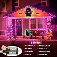 100 Led Halloween Lights Outdoor 33Ft Halloweem String Lights Indoor Clear Wire 8 Modes Waterproof Plug In Twinkle Fairy Lights