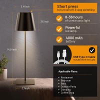 Pmaggia Pack Of 2 Cordless Table Lamps 3 Color Stepless Dimming 5000Mah Rechargeable Battery Operated Lamp Outdoor Cordless