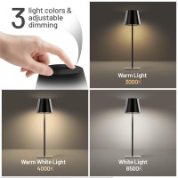 Pmaggia Cordless Table Lamps 3 Color Stepless Dimming 5000Mah Rechargeable Battery Operated Lamp Outdoor Cordless Lamp For