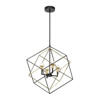 Artika Peyton 15W Integrated Led Modern Mid-Century Chandelier, Black And Gold Ideal For Dinning Room, 1500 Lumens, Tunable White 3000-4000-5000 Kelvin