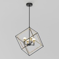 Artika Peyton 15W Integrated Led Modern Mid-Century Chandelier, Black And Gold Ideal For Dinning Room, 1500 Lumens, Tunable White 3000-4000-5000 Kelvin