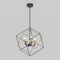 Artika Peyton 15W Integrated Led Modern Mid-Century Chandelier, Black And Gold Ideal For Dinning Room, 1500 Lumens, Tunable White 3000-4000-5000 Kelvin