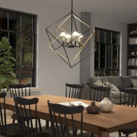 Artika Peyton 15W Integrated Led Modern Mid-Century Chandelier, Black And Gold Ideal For Dinning Room, 1500 Lumens, Tunable White 3000-4000-5000 Kelvin