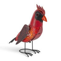 Contemporary Home Living Solar Powered Cardinal Metal Garden Decoration - 15.75