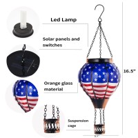 Hot Air Balloon Solar Lantern Outdoor Flame Hanging Solar Light Waterproof Lanterns For Patio Garden Yard Farmhouse Decor Gre