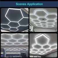 Cezelux Hexagon Led Lights Hexagon Garage Lights 13 Honeycomb 54Packs 6500K 432W Hex Ceiling Light For Gym Basement Warehouse Au