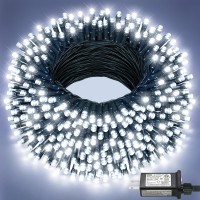 Nielfoi 100Ft 300 Led Christmas Lights Christmas Tree Lights With 8 Modes Waterproof Green Wire Outdoor String Lights Plug In