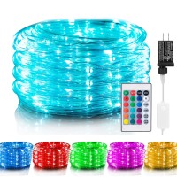 Minetom Color Changing Rope Lights 33Ft Led Outdoor String Lights With Remote 16 Colors Plug In Twinkle Outdoor Christmas Lig