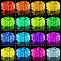 Minetom Color Changing Rope Lights 33Ft Led Outdoor String Lights With Remote 16 Colors Plug In Twinkle Outdoor Christmas Lig