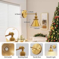 Lumiman Gold Battery Operated Wall Sconce Industrial Wireless Wall Sconce Set Of 2 With 270Rotate Head Timer Dimmable Rgb Bat