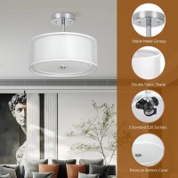 Ceiling Light 3Light Ceiling Light Fixture Semi Flush Mount Ceiling Light Light Fixtures Ceiling Mount With Double Fabric Sh