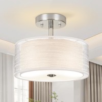 Ceiling Light 3Light Ceiling Light Fixture Semi Flush Mount Ceiling Light Light Fixtures Ceiling Mount With Double Fabric Sh