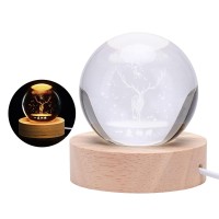 3D Galaxy Crystal Globe Lamp, Crystal Ball Night Light With Wooden Base, Clear Glass Ball Light, Galactic System Nightlight, As A Birthday Gift For Teens Boys And Girls (6)