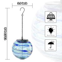 Solar Hanging Lanterns Outdoor Solar Glaze Glass Lantern Gazing Ball Globe Hanging Solar Outdoor Lights For Garden Yard Home Out