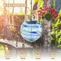 Solar Hanging Lanterns Outdoor Solar Glaze Glass Lantern Gazing Ball Globe Hanging Solar Outdoor Lights For Garden Yard Home Out