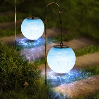 Solar Hanging Lanterns Outdoor Solar Glaze Glass Lantern Gazing Ball Globe Hanging Solar Outdoor Lights For Garden Yard Home Out