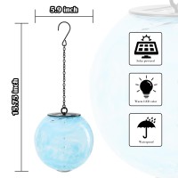 Solar Hanging Lanterns Outdoor Solar Glaze Glass Lantern Gazing Ball Globe Hanging Solar Outdoor Lights For Garden Yard Home Out