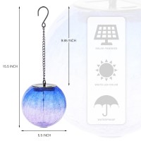 Hanging Solar Lights Outdoor Solar Lanterns Outdoor Decorative Cracked Glass Ball Lights Solar Powered Waterproof Led Globe Lant