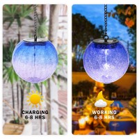 Hanging Solar Lights Outdoor Solar Lanterns Outdoor Decorative Cracked Glass Ball Lights Solar Powered Waterproof Led Globe Lant