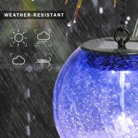 Hanging Solar Lights Outdoor Solar Lanterns Outdoor Decorative Cracked Glass Ball Lights Solar Powered Waterproof Led Globe Lant