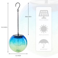 Hanging Solar Lights Outdoor Solar Lanterns Outdoor Decorative Cracked Glass Ball Lights Solar Powered Waterproof Led Globe Lant