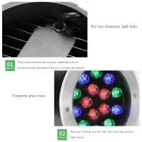 Tyfuture Rgb Garden Ground Lights Led Buried Lights Waterproof Ip66 Ac85-265V/12/24V Recessed Underground Light For Outdoor, Patio, Step, Pathway, Stairs Embedded Floor Spotlight (Color : Rgb-Ac85-26