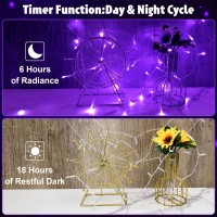 Cshare String Lights Outdoor Waterproof 98Ft 30 Led Purple Fairy Lights Battery Operated With Timer Clear Wire For Indoor Ou