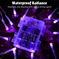 Cshare String Lights Outdoor Waterproof 98Ft 30 Led Purple Fairy Lights Battery Operated With Timer Clear Wire For Indoor Ou