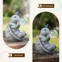 Mininova Outdoor Garden Decorations Turtle Statues With Solar Light Resin Waterproof Figurines For Outside Yard Patio Mon Birthd