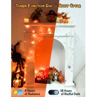 Cshare Halloween String Lights Battery Operated With Timer 98Ft 30Led Orange Lights For Halloween Outside Waterproof Hallowee