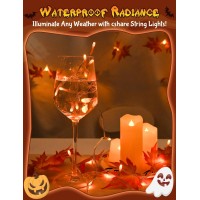 Cshare Halloween String Lights Battery Operated With Timer 98Ft 30Led Orange Lights For Halloween Outside Waterproof Hallowee