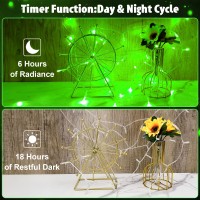 Cshare String Lights Outdoor Waterproof 98Ft 30 Led Green Battery Operated Halloween Lights With Timer Clear Wire For Indoor