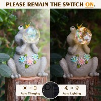 Mininova Frog Solar Garden Statue Blowing Bubble Outdoor Decorations Waterproof Resin Figurines Yard Outdoor Unique Gifts For Ho