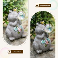 Mininova Frog Solar Garden Statue Blowing Bubble Outdoor Decorations Waterproof Resin Figurines Yard Outdoor Unique Gifts For Ho