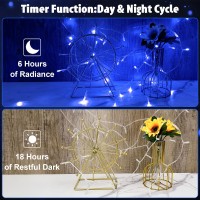 Cshare String Lights Outdoor Waterproof 98Ft 30 Led Blue Fairy Lights Battery Operated With Timer Clear Wire For Indoor Outd