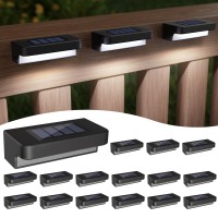 Asomst Solar Deck Lights Outdoor 16 Packs Led Solar Step Light Waterproof Solar Powered Fence Lighting Cool White For Stairs Y