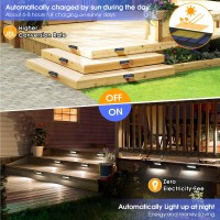 Asomst Solar Deck Lights Outdoor 16 Packs Led Solar Step Light Waterproof Solar Powered Fence Lighting Cool White For Stairs Y