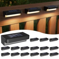 Asomst Solar Deck Lights Outdoor 16 Packs Led Solar Step Light Waterproof Solar Powered Fence Lighting Soft White For Stairs Y