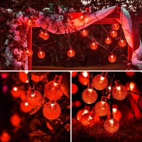 2Pack Total 100 Led 64Ft Red Solar String Lights For Outside Waterproof Solar Halloween Lights With 8 Lighting Modes Crystal