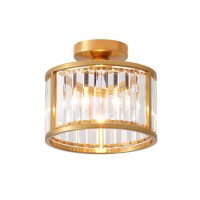 Lhlyclx Black Flush Mount Ceiling Light 1 Light Caged Crystal Chandelier Small Drum Hallway Light Fixtures Ceiling Mount 86