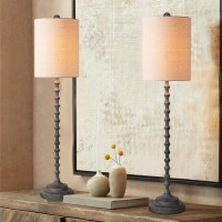 Lampworks Rusticfarmhousecountry Living Consolebuffet Table Lamp Set Of 2 For Entryway Or Dining Room Cavena Gray Elegant Ta