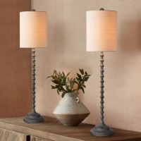 Lampworks Rusticfarmhousecountry Living Consolebuffet Table Lamp Set Of 2 For Entryway Or Dining Room Cavena Gray Elegant Ta