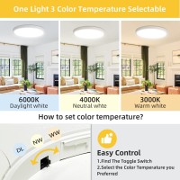 6 Pack 12 Inch Led Flush Mount Ceiling Light 24W 2520 Lm Ultraslim Low Profile Led Ceiling Light 3000K4000K6000K 3 Color Se