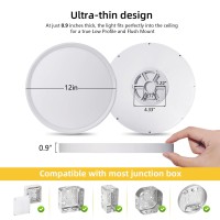 6 Pack 12 Inch Led Flush Mount Ceiling Light 24W 2520 Lm Ultraslim Low Profile Led Ceiling Light 3000K4000K6000K 3 Color Se