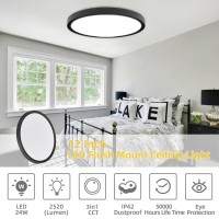 4 Pack 12 Inch Led Flush Mount Ceiling Light 24W 2520 Lm Ultraslim Low Profile Led Ceiling Light 3000K4000K6000K 3 Color Se