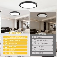 4 Pack 12 Inch Led Flush Mount Ceiling Light 24W 2520 Lm Ultraslim Low Profile Led Ceiling Light 3000K4000K6000K 3 Color Se